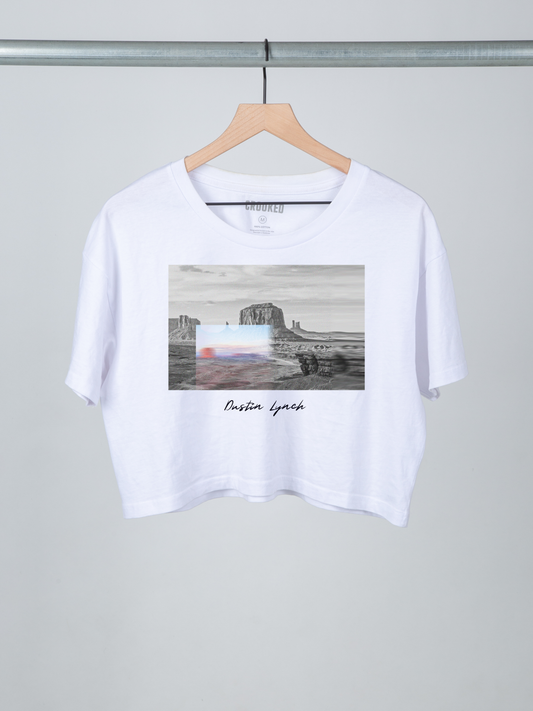 Pasadena white cropped ladies tee Dustin Lynch