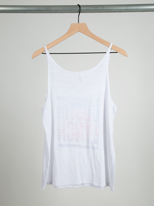 Sunset white slouchy ladies tank back Dustin Lynch