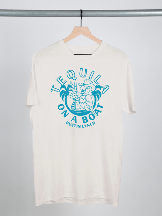 Tequila on a boat bird off white tee Dustin Lynch