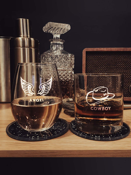 His & hers cowboys and angels glassware set Dustin Lynch