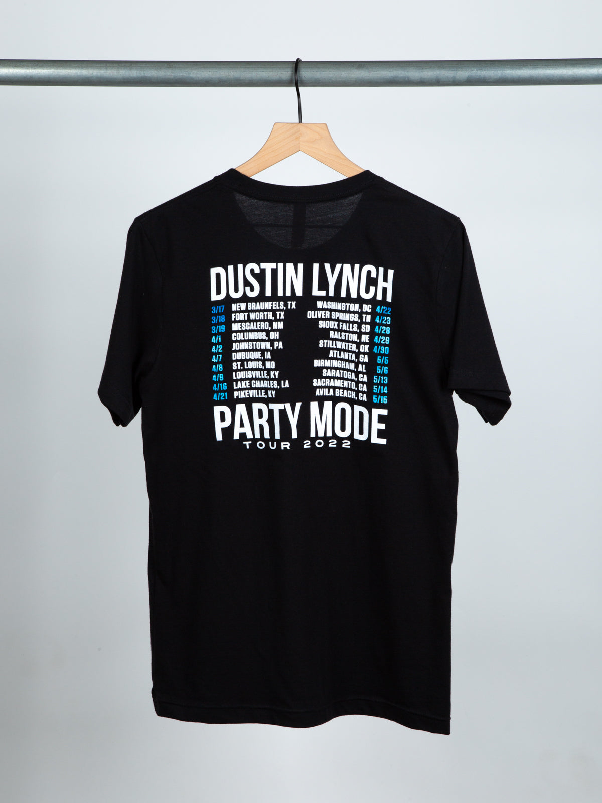 Official party mode black tour tee back Dustin Lynch