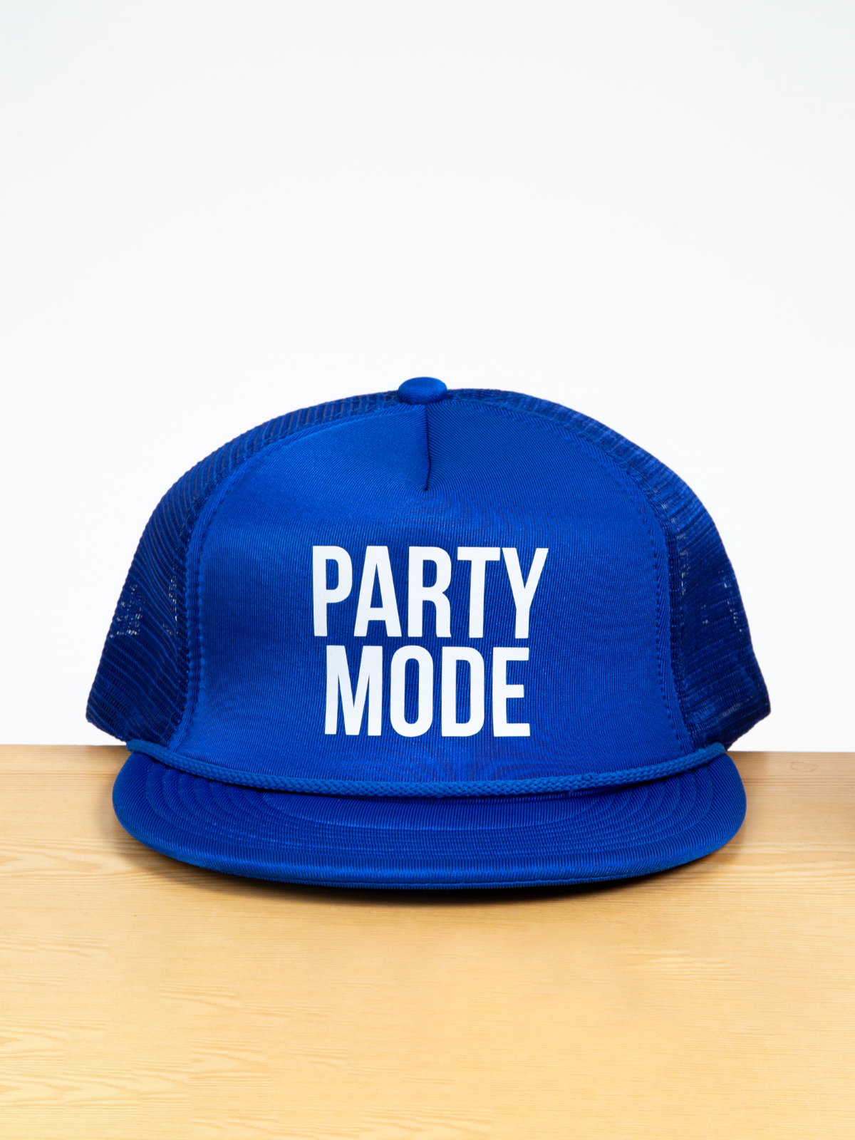 Party mode blue trucker hat front Dustin Lynch