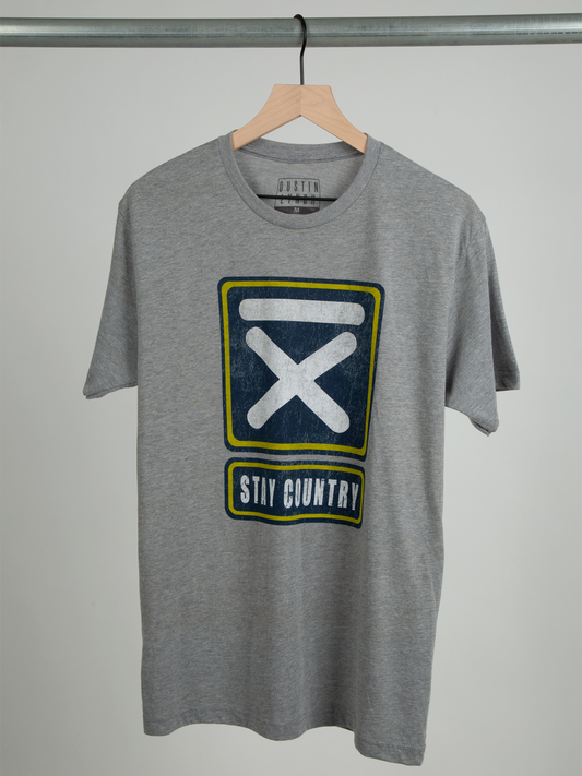 Stay country grey tee front Dustin Lynch